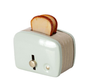 Miętowy Toster - Miniature Toaster & Bread - Akcesoria dla Lalek - Maileg