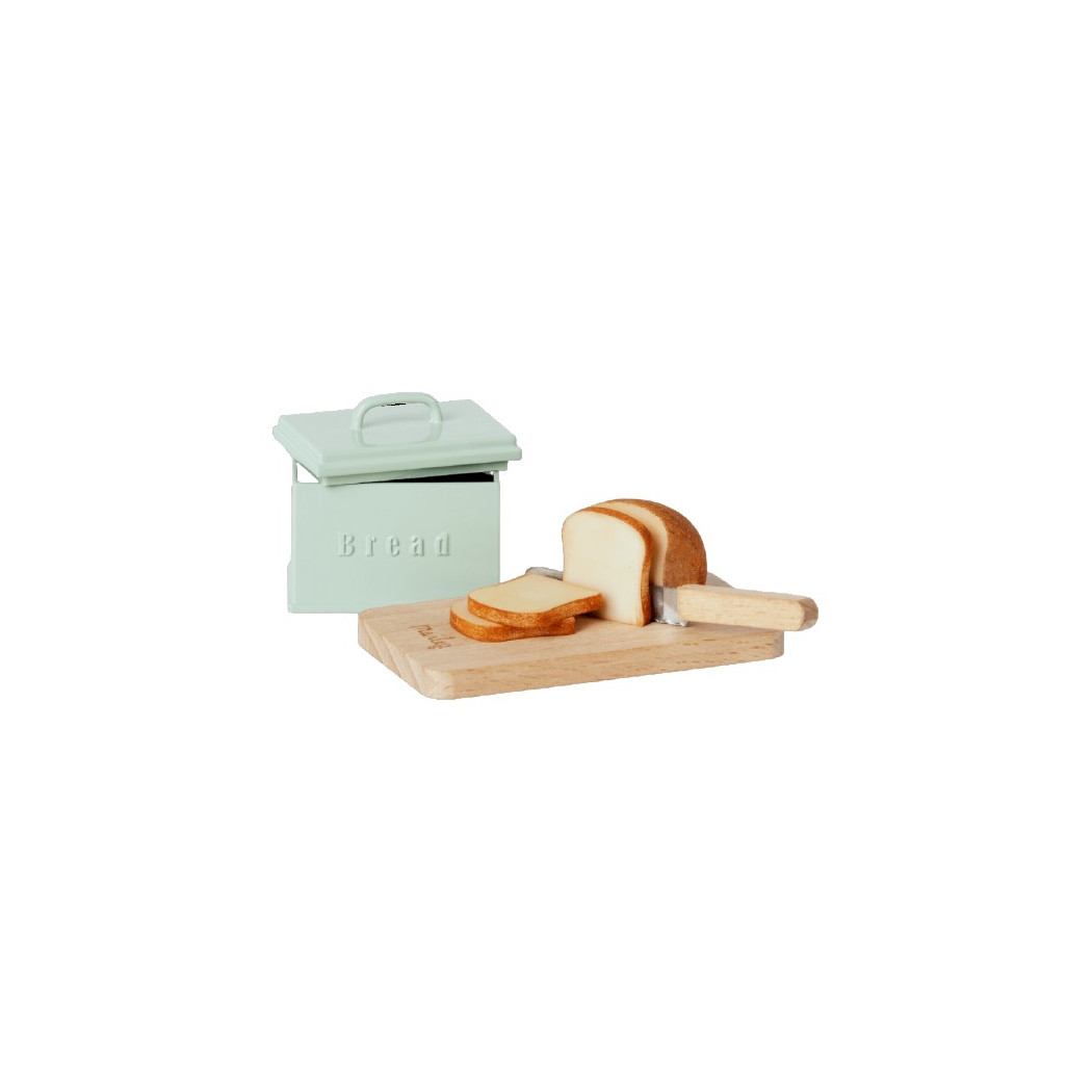 PROMOCJA Chlebak z Akcesoriami - Miniature Bread Box With Cutting Board And Knife - Akcesoria Dla Lalek - Maileg