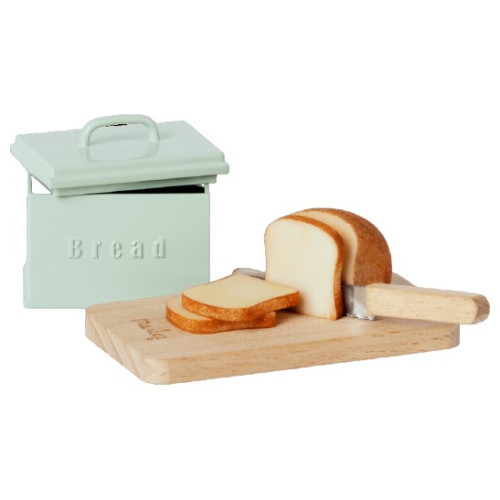 Chlebak z Akcesoriami - Miniature Bread Box With Cutting Board And Knife - Akcesoria Dla Lalek - Maileg