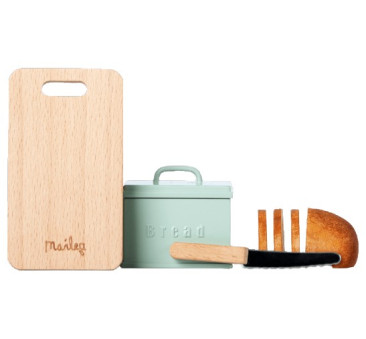 Chlebak z Akcesoriami - Miniature Bread Box With Cutting Board And Knife - Akcesoria Dla Lalek - Maileg