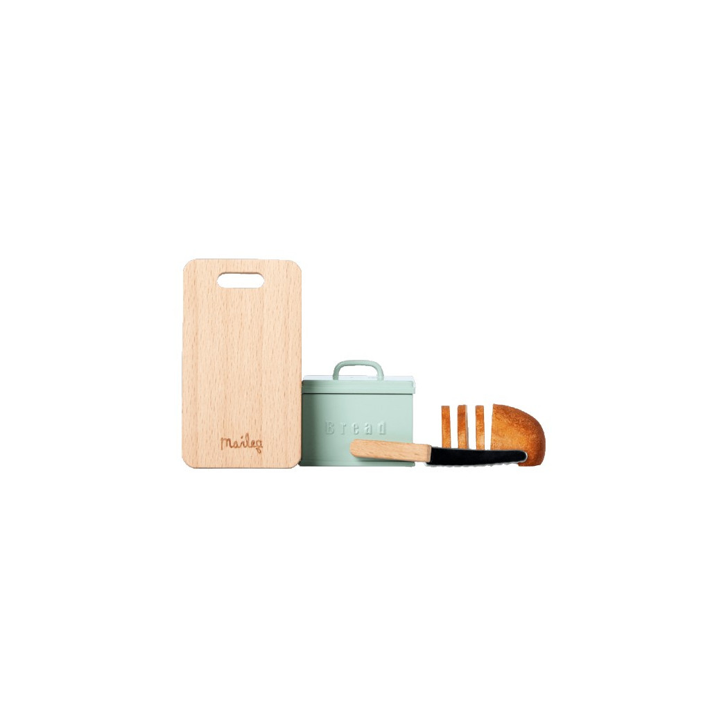 Chlebak z Akcesoriami - Miniature Bread Box With Cutting Board And Knife - Akcesoria Dla Lalek - Maileg