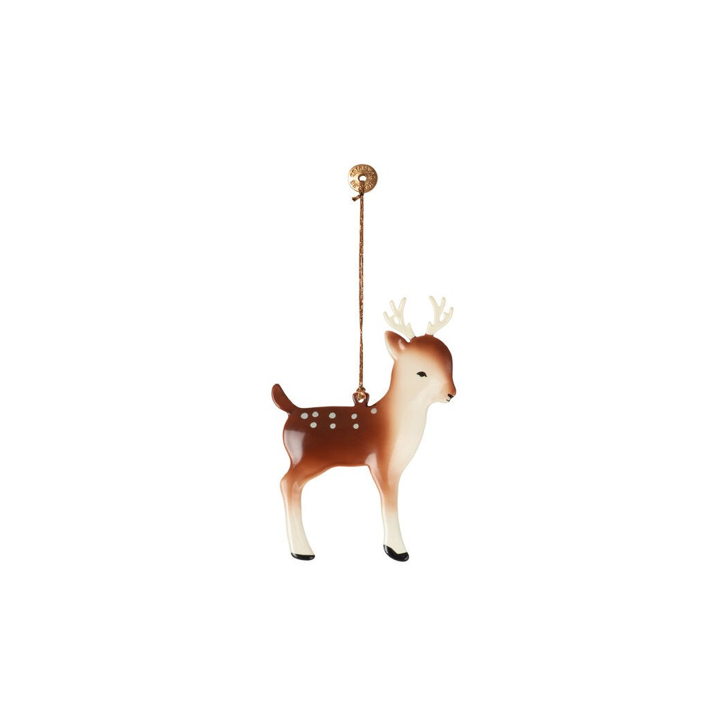 Bambi z Kropkami z Porożem - Dekoracja Bożonarodzeniowa - Metal Ornament Bambi - Akcesoria dla Lalek - Maileg
