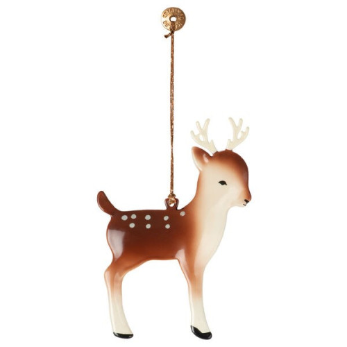 Bambi z Kropkami z Porożem - Dekoracja Bożonarodzeniowa - Metal Ornament Bambi - Akcesoria dla Lalek - Maileg