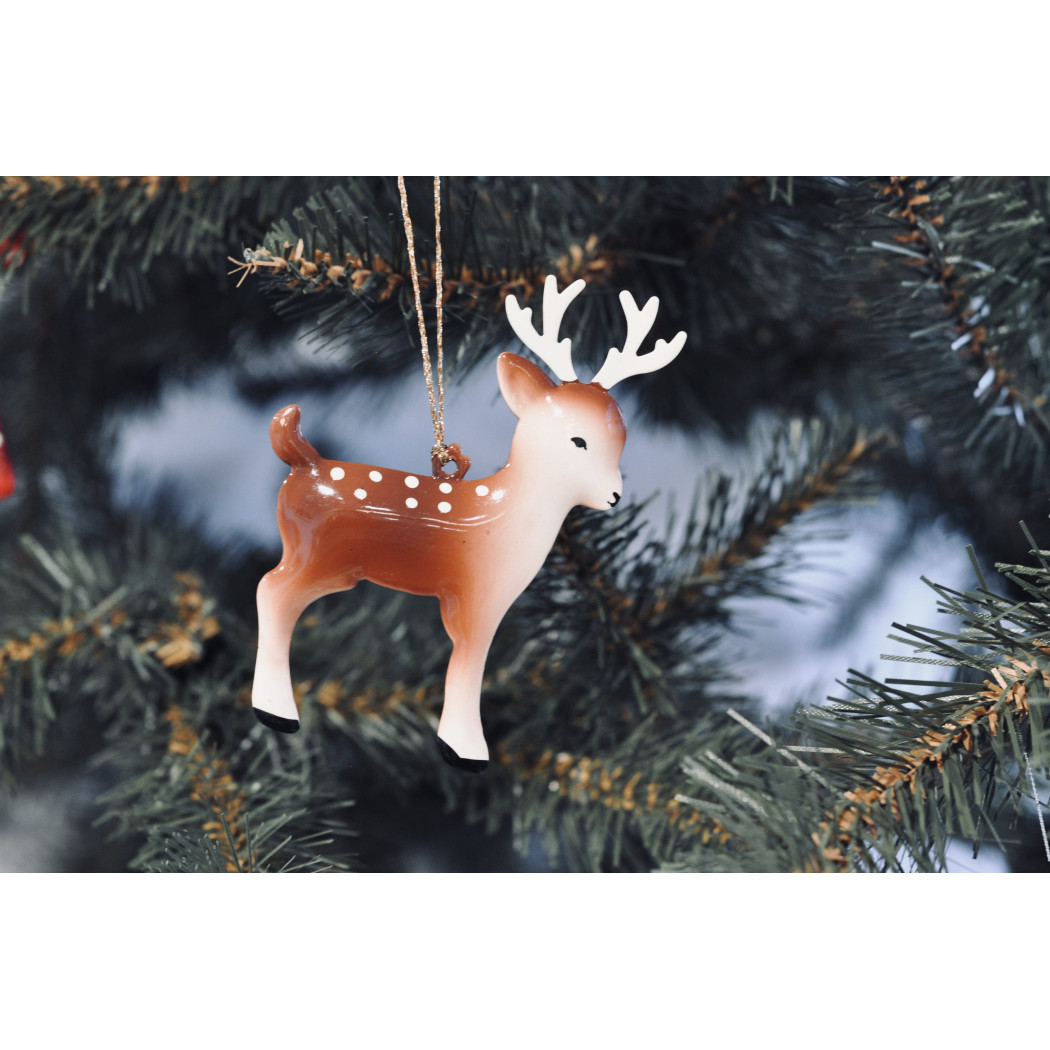 Bambi z Kropkami z Porożem - Dekoracja Bożonarodzeniowa - Metal Ornament Bambi - Akcesoria dla Lalek - Maileg