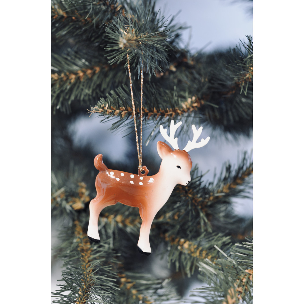 Bambi z Kropkami z Porożem - Dekoracja Bożonarodzeniowa - Metal Ornament Bambi - Akcesoria dla Lalek - Maileg