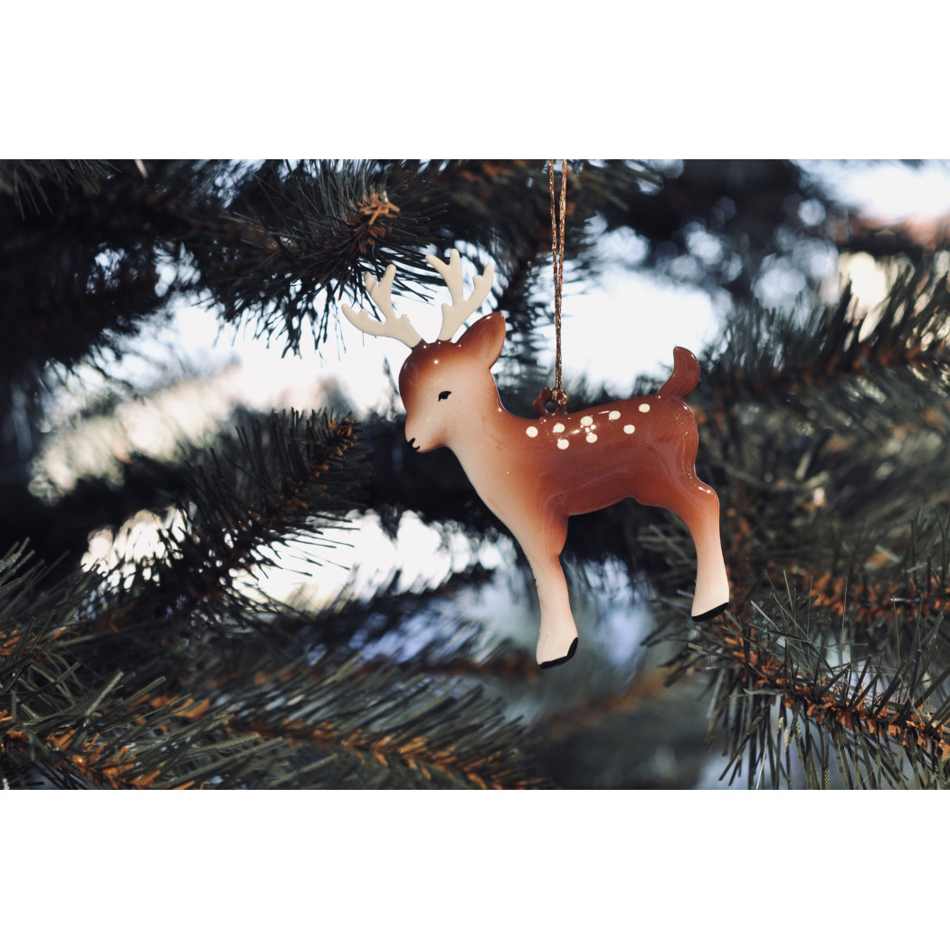 Bambi z Kropkami z Porożem - Dekoracja Bożonarodzeniowa - Metal Ornament Bambi - Akcesoria dla Lalek - Maileg