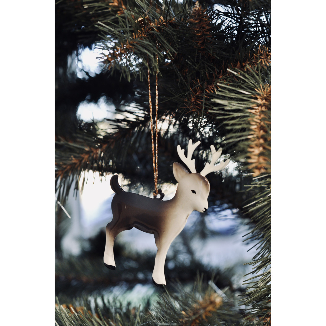 Bambi bez Kropek z Porożem - Dekoracja Bożonarodzeniowa - Metal Ornament Bambi - Maileg Christmas