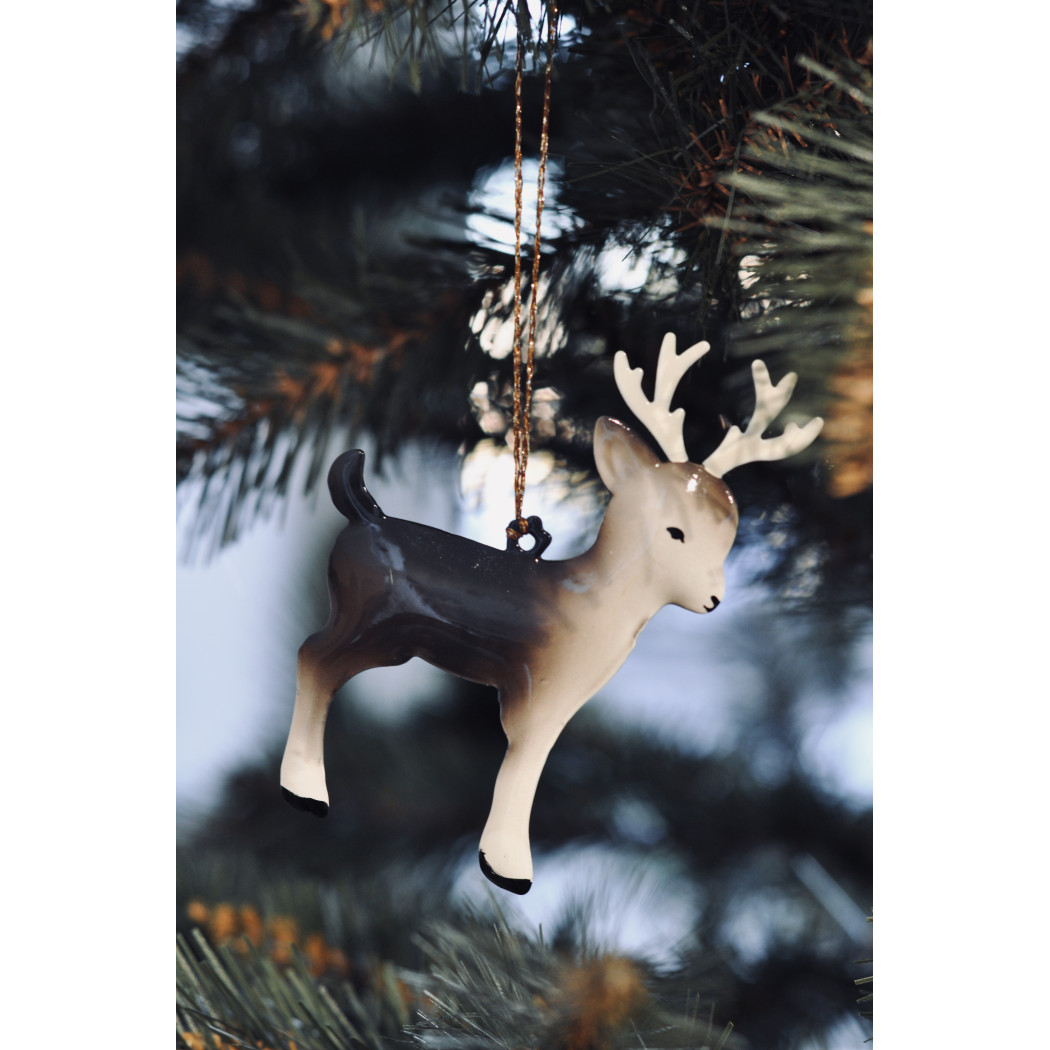 Bambi bez Kropek z Porożem - Dekoracja Bożonarodzeniowa - Metal Ornament Bambi - Maileg Christmas