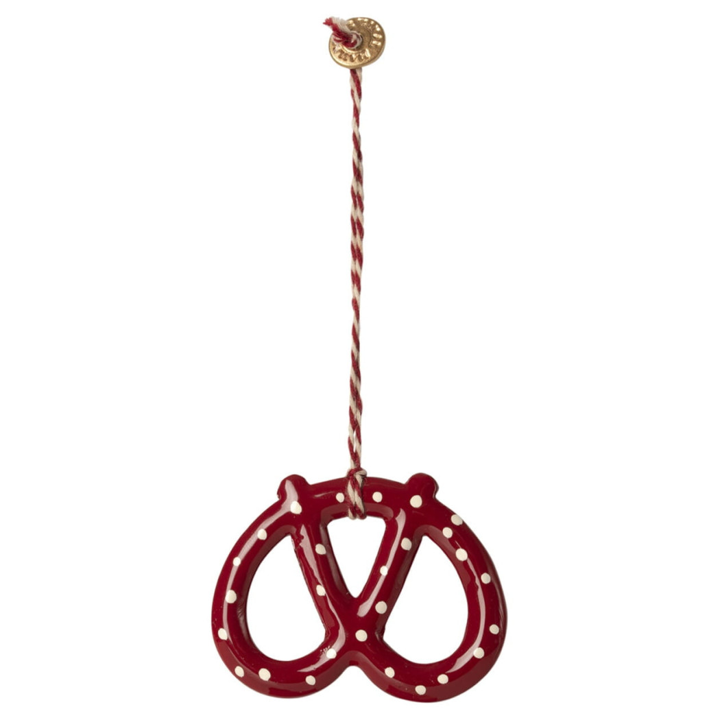 Precel w Kropeczki - Dekoracja Bożonarodzeniowa - Metal Ornament Pretzel - Maileg