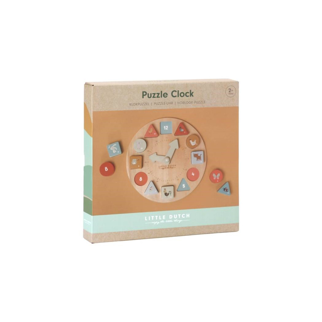 Drewniany Zegar do Nauki FSC Puzzle Clock - Little Dutch