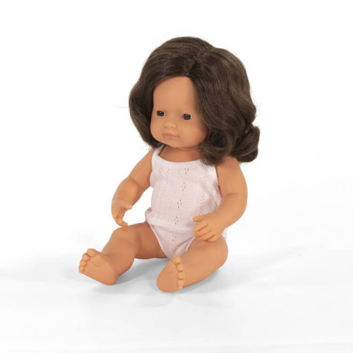 Europejka Brązowe Włosy 38 cm - Lalka Dziewczynka Europejka - Brązowe Włosy - Miniland Doll - Miniland
