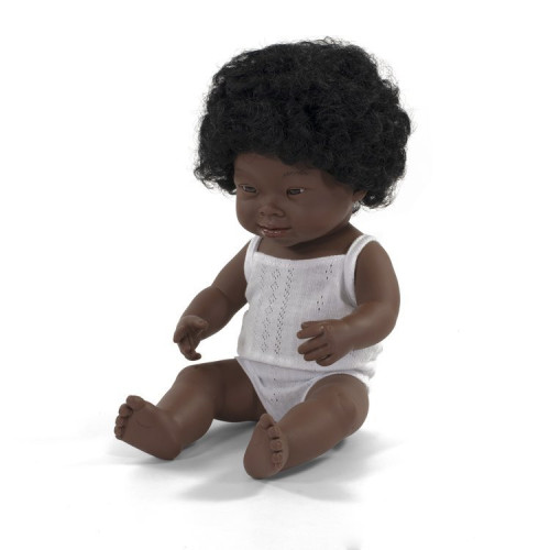Afrykanka Down Syndrom 38 cm - Lalka Dziewczynka Afrykanka  - Miniland Doll - Miniland
