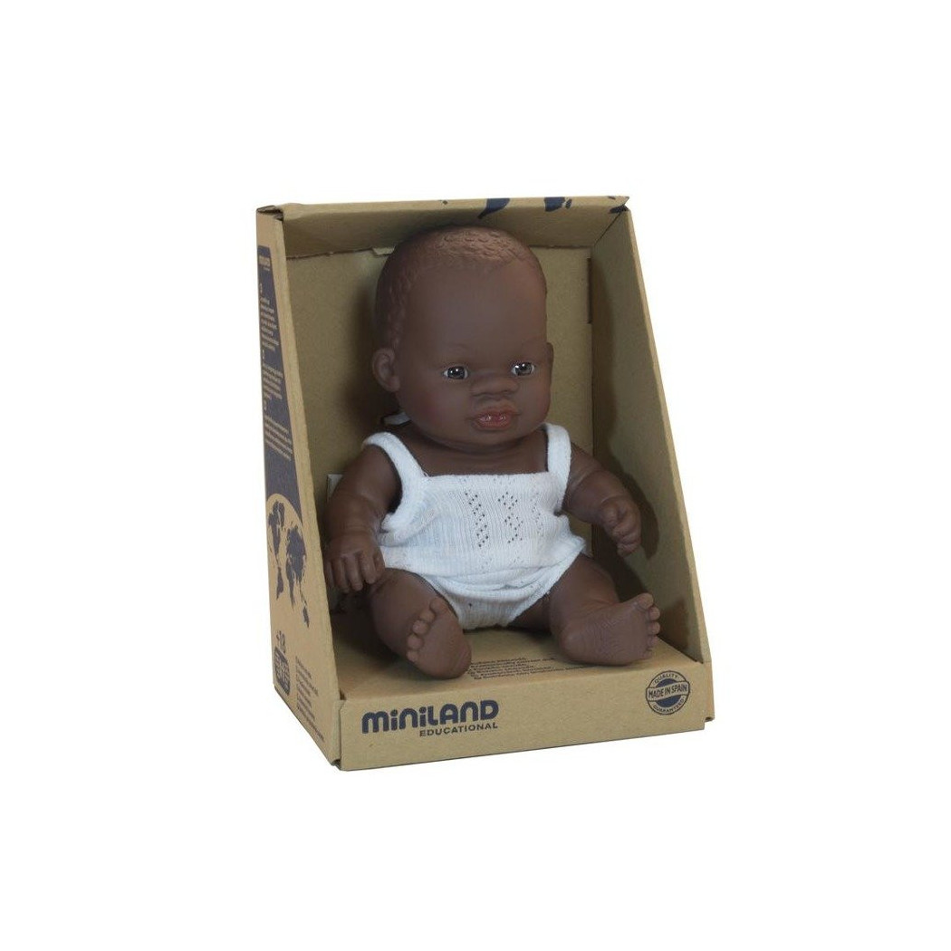 Afrykańczyk 21 cm - Lalka Chłopiec Afrykańczyk - Miniland Baby - Miniland