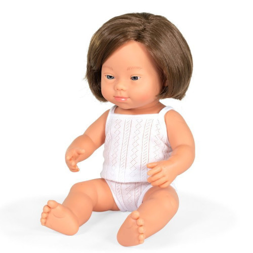 Europejka Down Syndrom 38 cm - Lalka Dziewczynka Europejka - Miniland Doll - Miniland