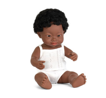 Afrykańczyk Down Syndrom 38 cm - Lalka Chłopiec Afrykańczyk - Miniland Doll - Miniland