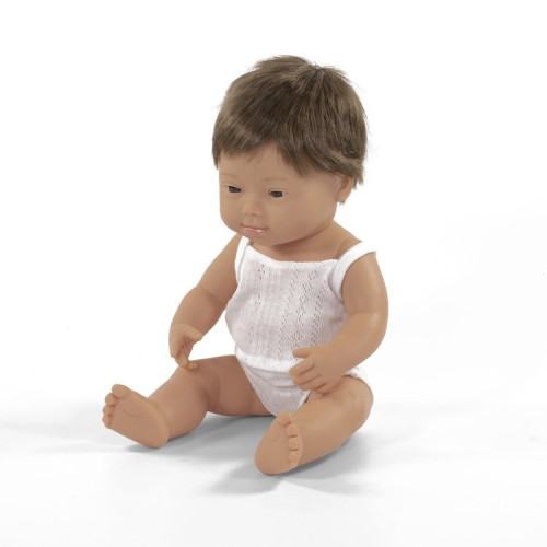Europejczyk Down Syndrom 38 cm - Lalka Chłopiec Europejczyk - Miniland Doll - Miniland