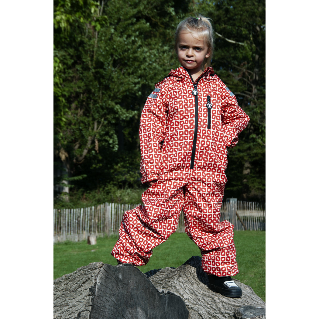 Wyprzedaż Rainsuit Funky Red 80-86 (9-12 mcy) - Ducksday - Kombinezon Przeciwdeszczowy Całoroczny