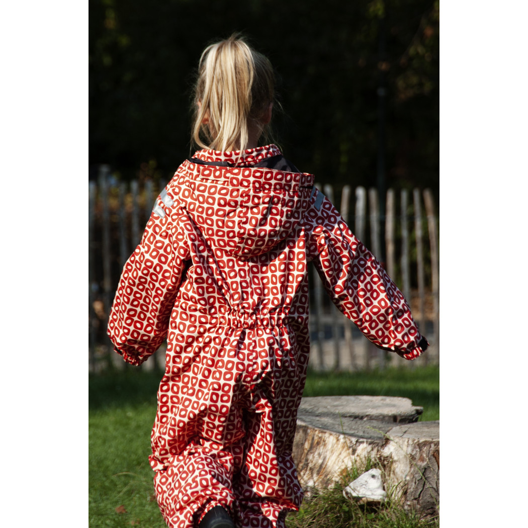 Wyprzedaż Rainsuit Funky Red 80-86 (9-12 mcy) - Ducksday - Kombinezon Przeciwdeszczowy Całoroczny