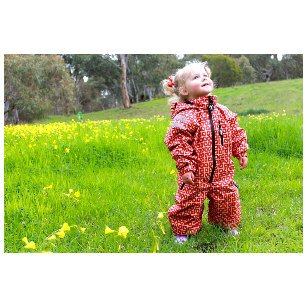 Wyprzedaż Rainsuit Funky Red 80-86 (9-12 mcy) - Ducksday - Kombinezon Przeciwdeszczowy Całoroczny