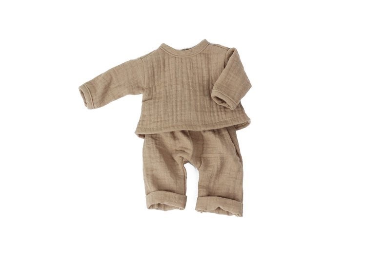 Cappuccino 38 - Zestaw Muślinowy Spodnie i Bluzka - Rozmiar 38 - Ubranko Dla Lalek - Miniland - LILLITOY