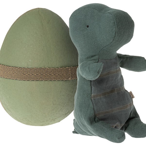 Zielony Dinozaur w Jajku - Gantosaurus In Egg - Small Dark Petrol - Akcesoria dla Lalek - Maileg