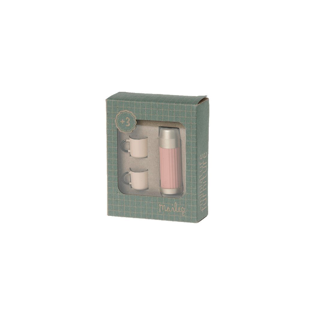 Koralowy Termos z Kubeczkami - Thermos And Cups - Akcesoria Dla Lalek - Maileg