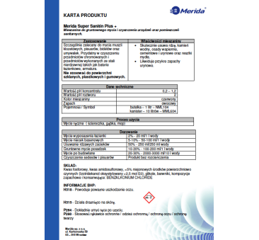 Super Sanitin Plus 1l - Środek Do Gruntownego Czyszczenia Urządzeń Sanitarnych - Merida