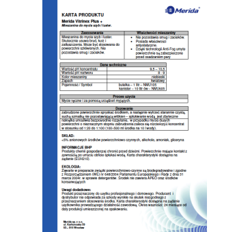 Vitrinex Plus 1l - Środek Do Mycia Szyb i Powierzchni Szklanych - Merida