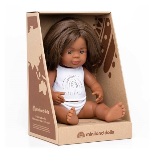 Aborygenka 38 cm - Lalka Dziewczynka Aborygenka - Miniland Doll - Miniland