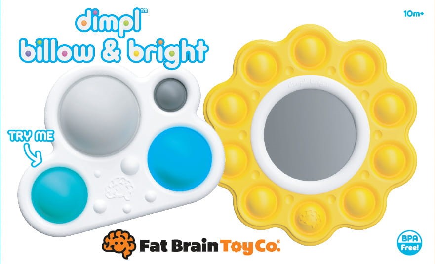Bąbelki Dimpl - Słoneczko i Chmurka - Zabawka Sensoryczna z Lusterkiem - Fat Brain Toys
