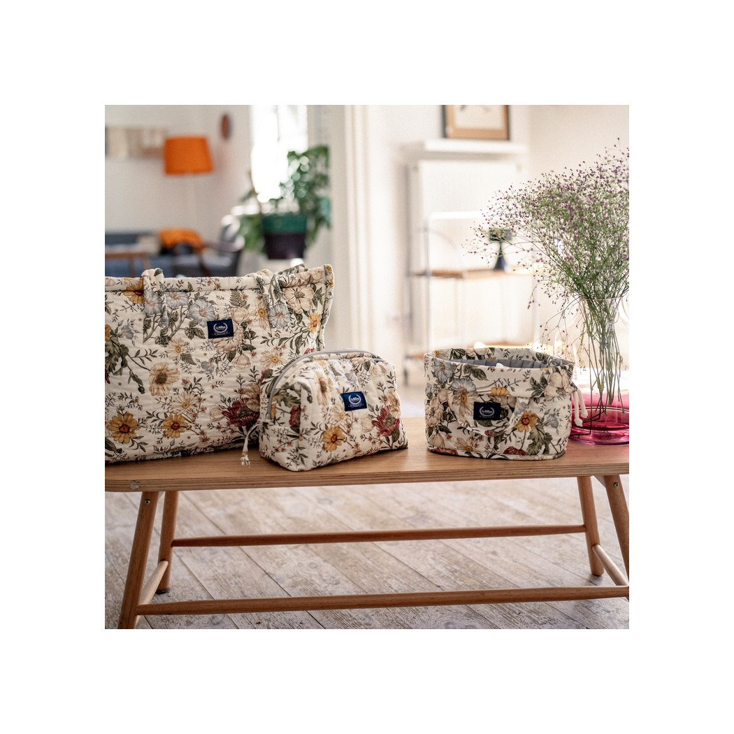 Vintage Meadow & Grey - Kosmetyczka Pikowana - La Millou