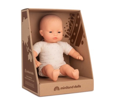 Lalka z Miękkim Brzuchem - Azjata/Azjtaka Rasa Azjatycka 32 cm - Miniland Doll - Miniland