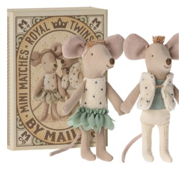 Królewskie Bliźnięta - Royal twins Mice - Little Sister And Brother In Box - Maileg