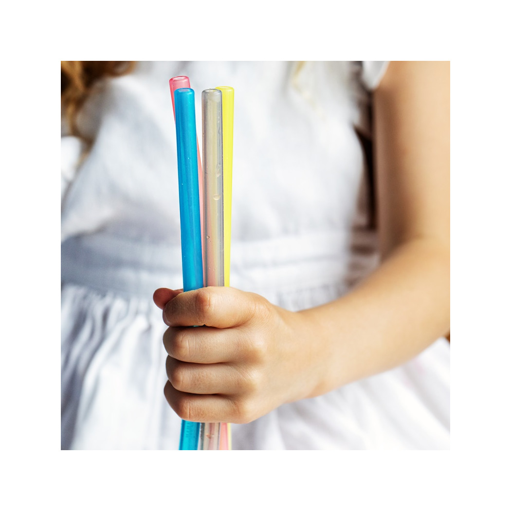 Pink & Blue - Silikonowa Słomka Dwupak - 2-pack - Fommi