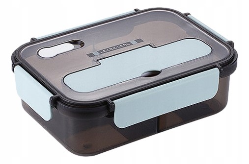 Niebieski - Lunch box z Zestawem Sztućców 3 w 1 - Lunchbox