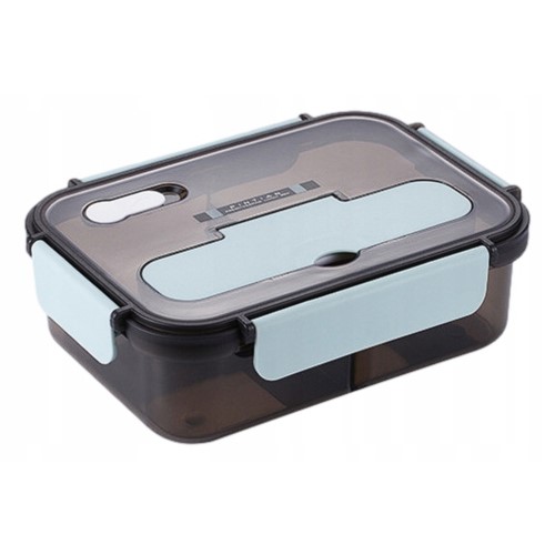 Niebieski - Lunch box z Zestawem Sztućców 3 w 1 - Lunchbox