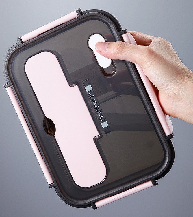Ecru - Lunch box z Zestawem Sztućców 3 w 1 - Lunchbox