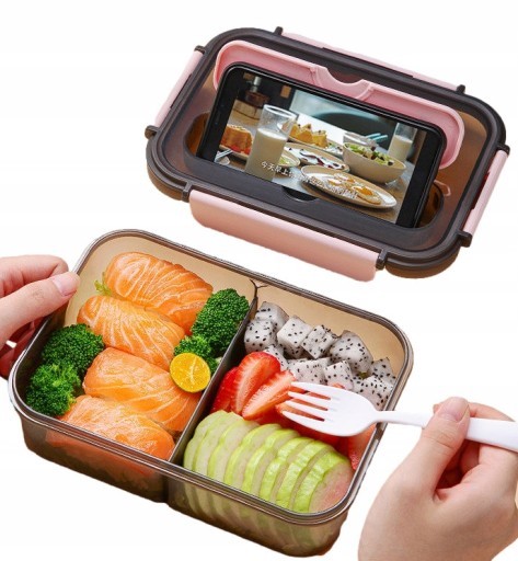 Ecru - Lunch box z Zestawem Sztućców 3 w 1 - Lunchbox