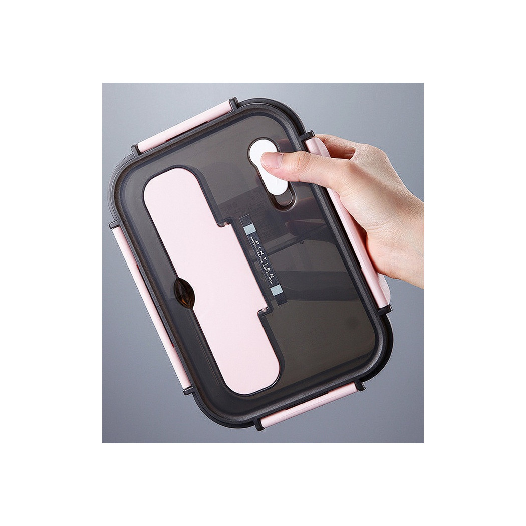 Niebieski - Lunch box z Zestawem Sztućców 3 w 1 - Lunchbox