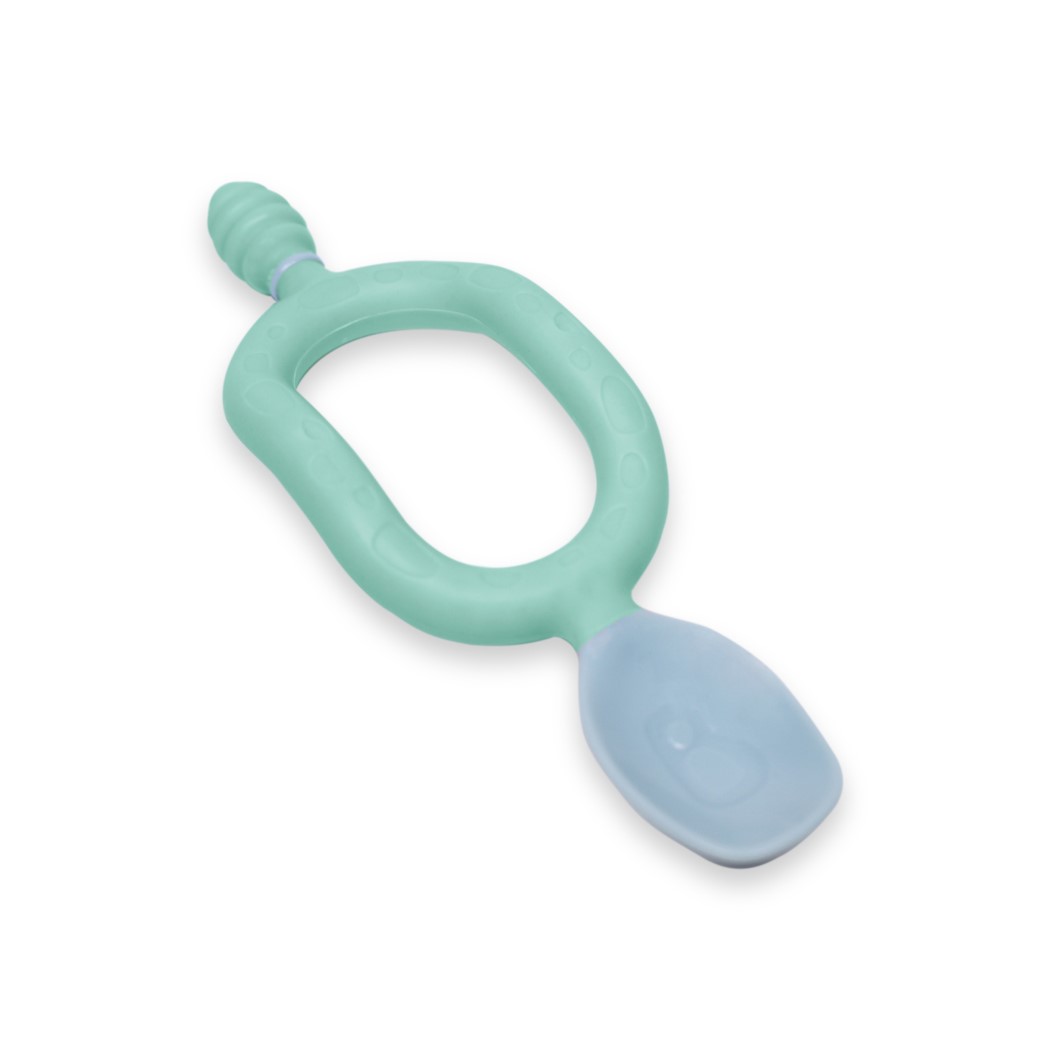 WYPRZEDAŻ Dwuetapowa Łyżeczka - 2-pak, 6 miesięcy+ Green & Grey - BIBaDo