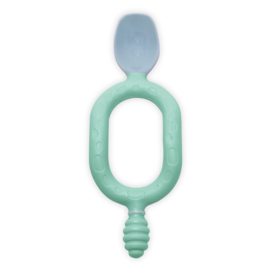 WYPRZEDAŻ Dwuetapowa Łyżeczka - 2-pak, 6 miesięcy+ Green & Grey - BIBaDo