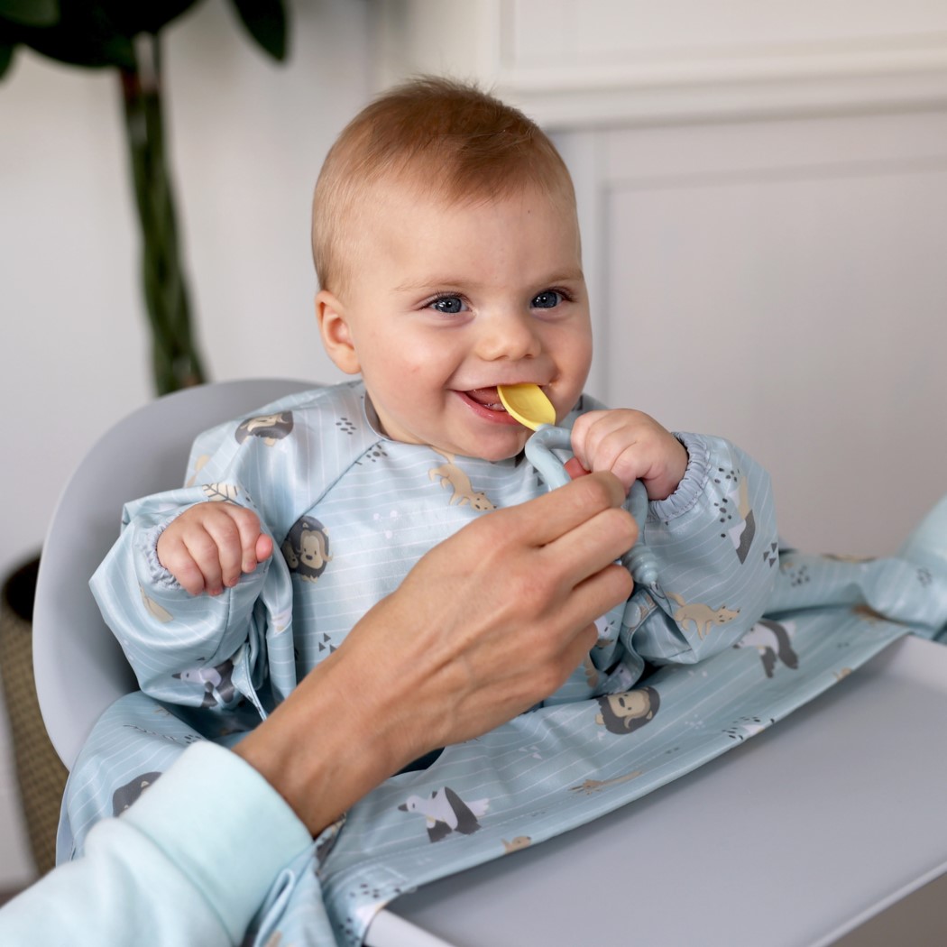 WYPRZEDAŻ Dwuetapowa Łyżeczka - 2-pak, 6 miesięcy+ Green & Grey - BIBaDo