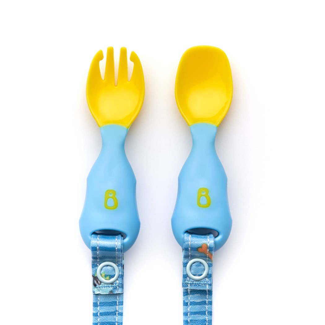 WYPRZEDAŻ Speedy Dino - Łyżeczka i Widelec z możliwością doczepienia do Śliniaka - BIBaDO
