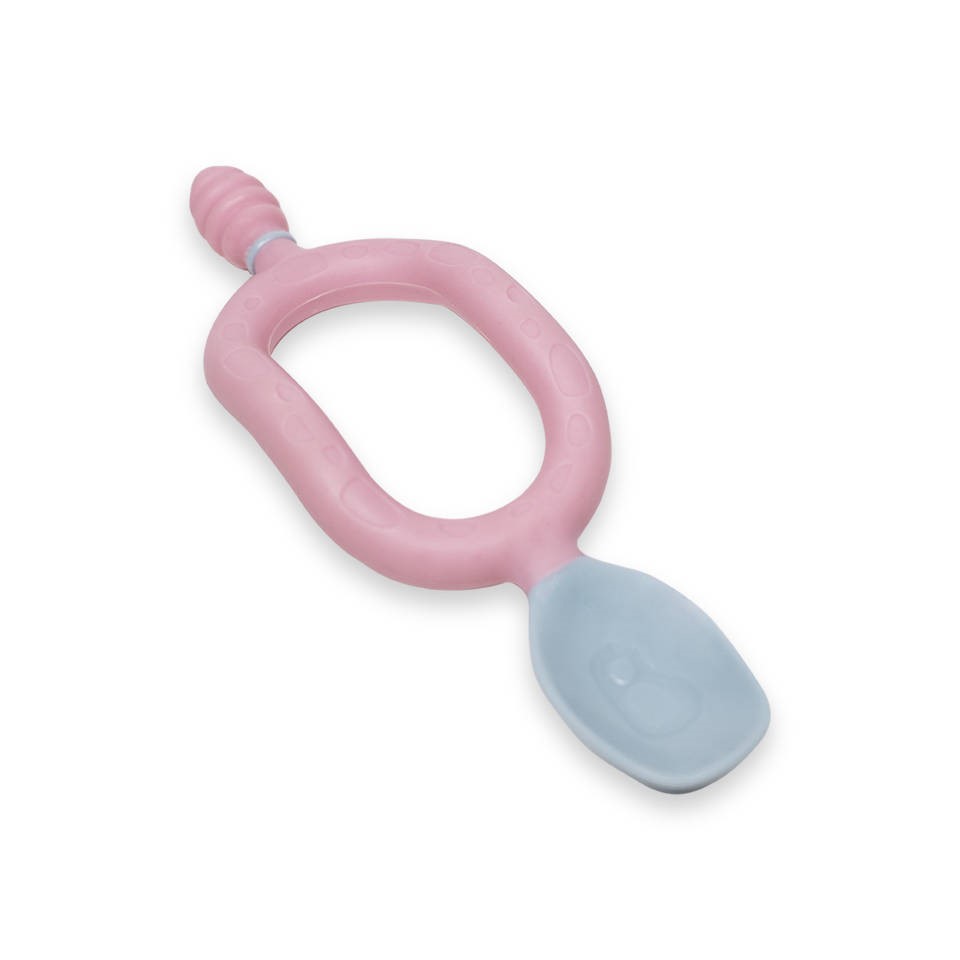 WYPRZEDAŻ Dwuetapowa Łyżeczka - 2-pak, 6 miesięcy+ Pink & Grey - BIBaDo