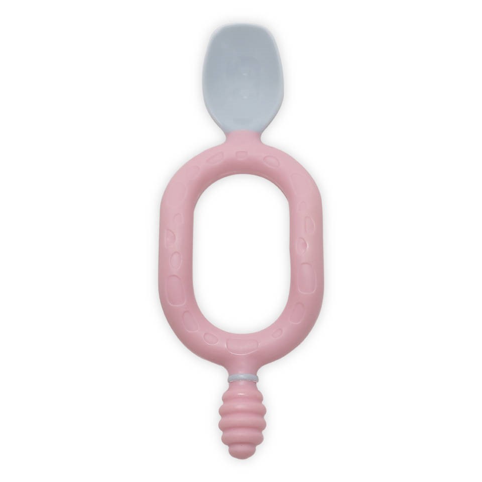 WYPRZEDAŻ Dwuetapowa Łyżeczka - 2-pak, 6 miesięcy+ Pink & Grey - BIBaDo