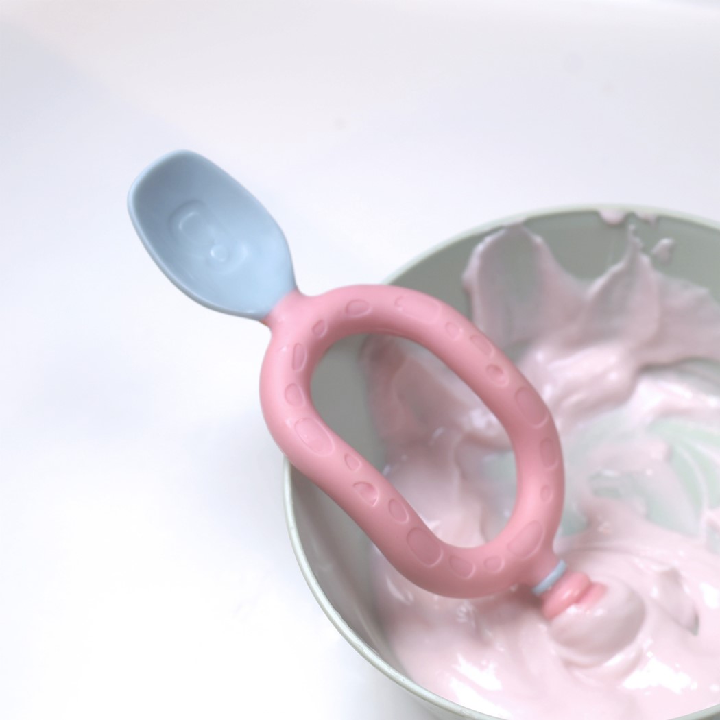 WYPRZEDAŻ Dwuetapowa Łyżeczka - 2-pak, 6 miesięcy+ Pink & Grey - BIBaDo