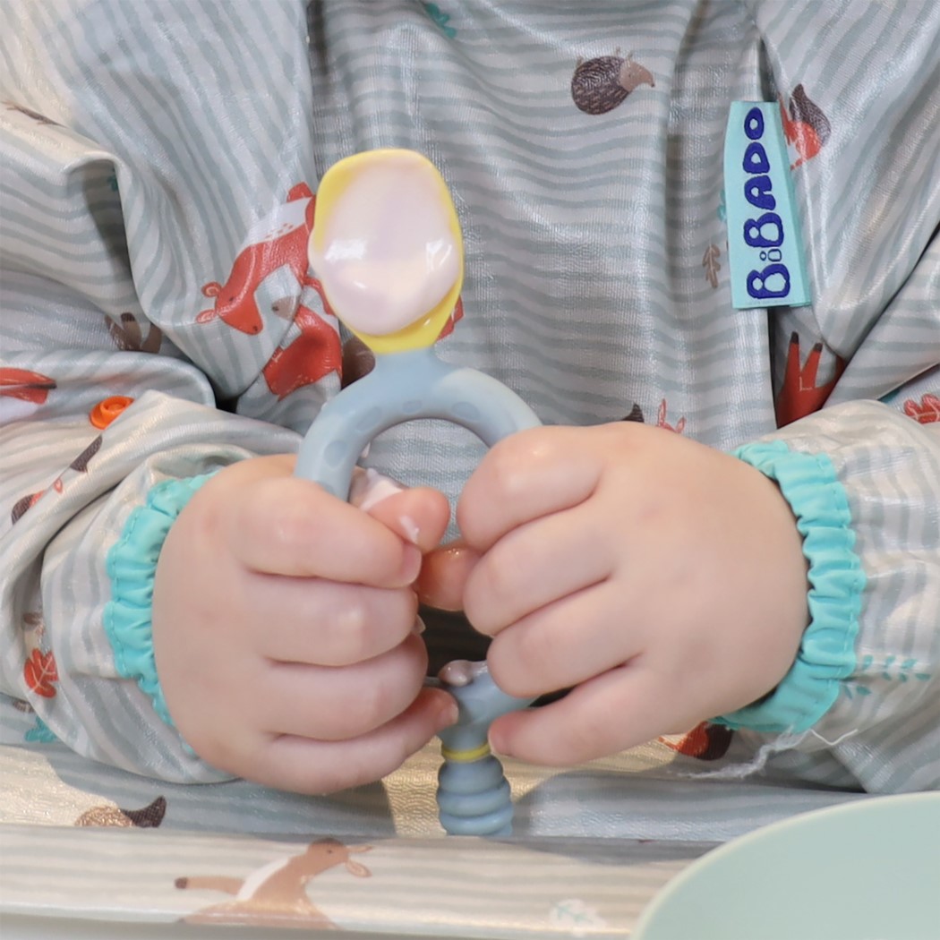 WYPRZEDAŻ Dwuetapowa Łyżeczka - 2-pak, 6 miesięcy+ Pink & Grey - BIBaDo