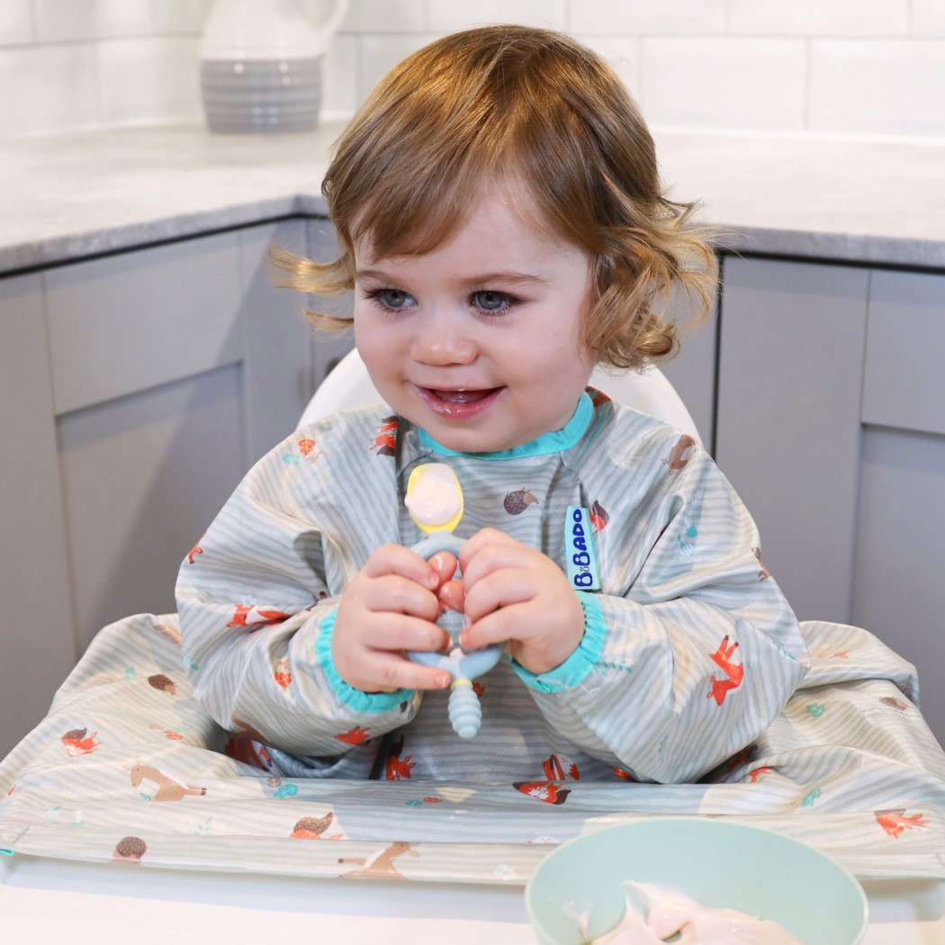 WYPRZEDAŻ Dwuetapowa Łyżeczka - 2-pak, 6 miesięcy+ Pink & Grey - BIBaDo