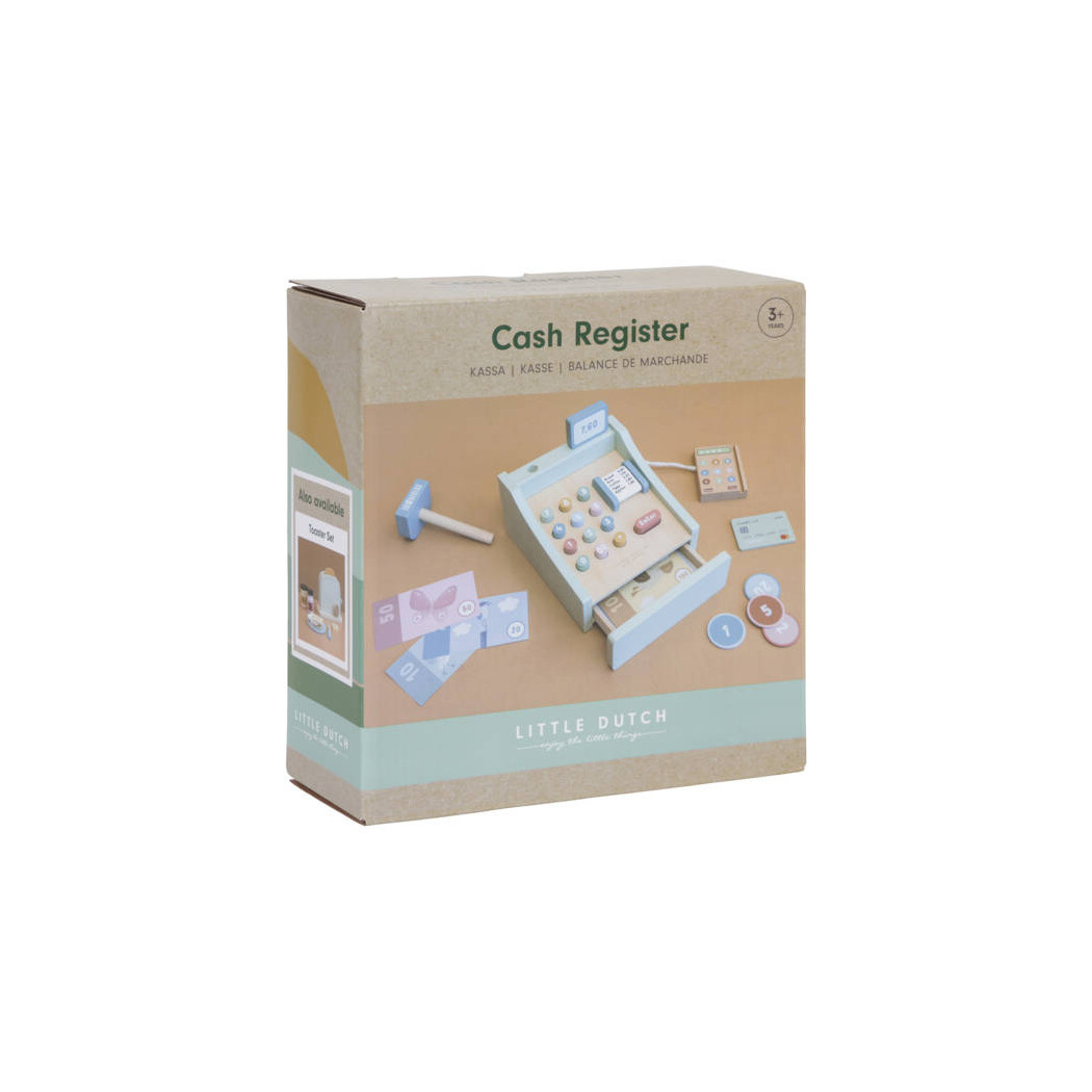 8713291770829 Drewniana Kasa Fiskalna ze Skanerem - Little Dutch