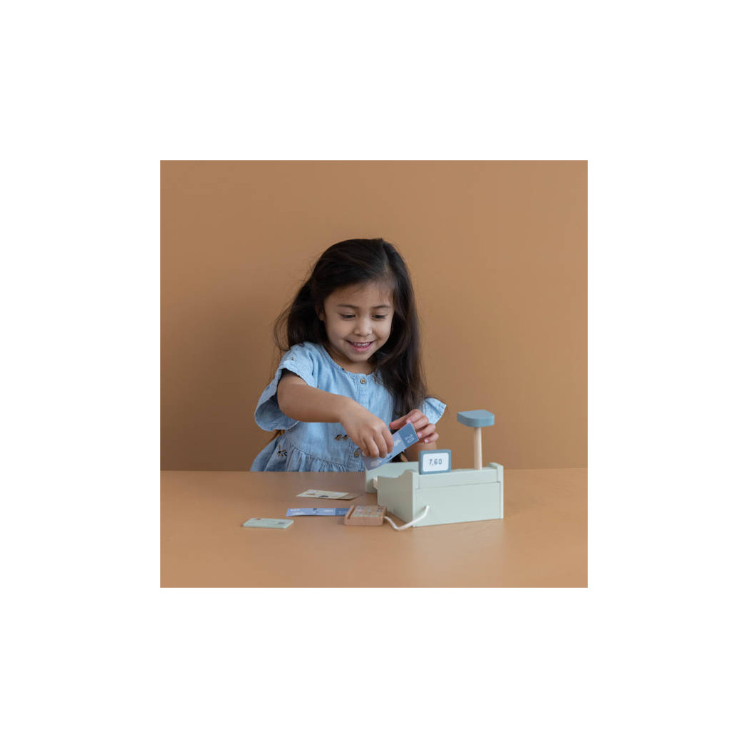 8713291770829 Drewniana Kasa Fiskalna ze Skanerem - Little Dutch